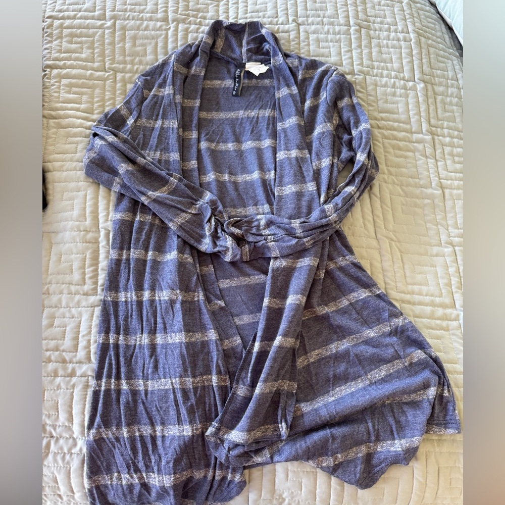 Molli And Mia Blue and Gray Striped Cardigan